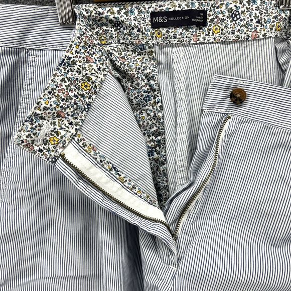 M&S‎ shorts womens 18 blue white stripe Chino cotton blend - Picture 11 of 15